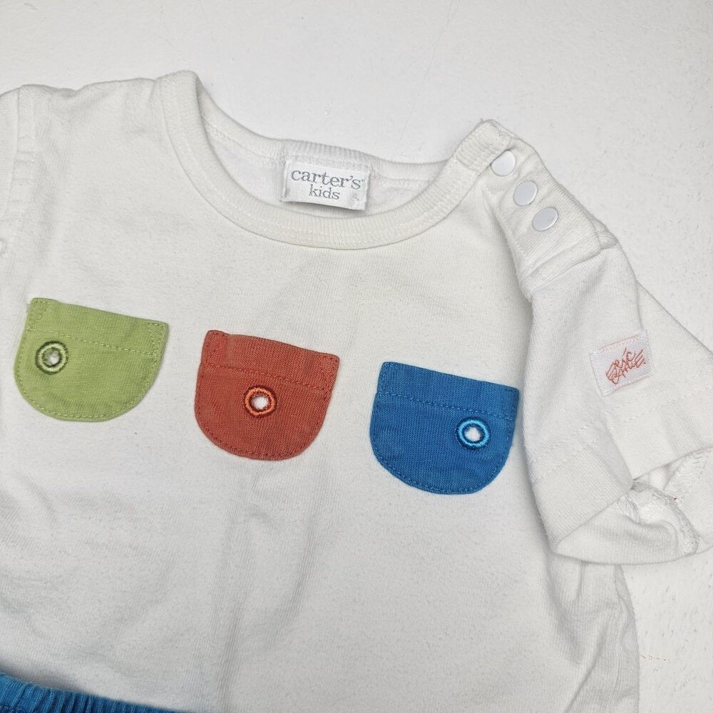 Vintage Carter's  Hungry Caterpillar Eric Carle 3-6M Cotton Boys 2pc Shorts Set - Picture 3 of 7